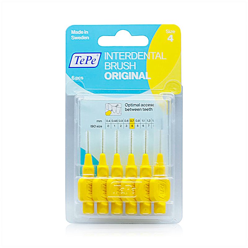 TePe Original Interdental Brushes Yellow ISO 4, 0.7 mm - 6 Brushes