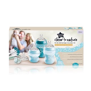 Tommee Tippee Closer to Nature Baby Bottle Starter Kit Blue Stars - 9 Pieces