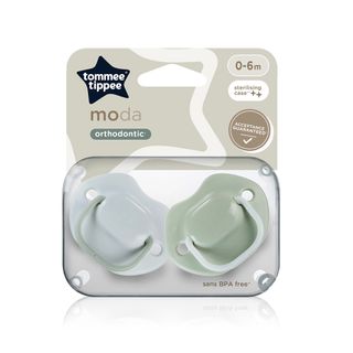 Tommee Tippee Moda Orthodontic Soothers, 0-6m - 2 Pacifiers